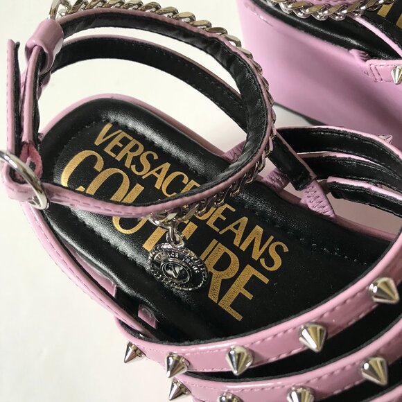 NWOB Versace Jeans Couture Mallory Platform Sandals Womens 35 5 Purple Red NEW - Picture 3 of 13